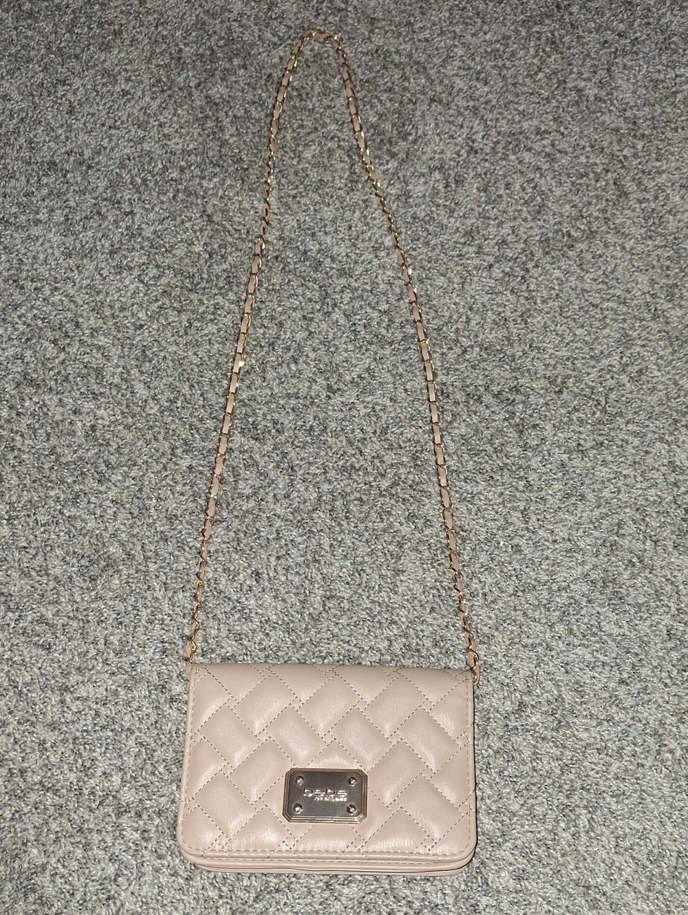Quilted Beige Chain Crossbody Bag - Women